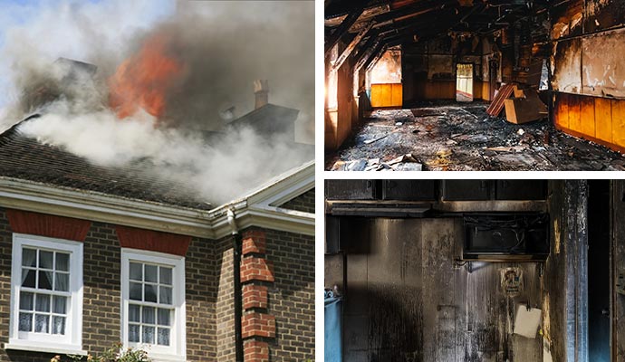 different fire damaged restoration