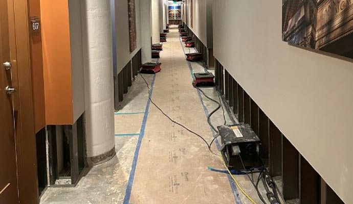 flood damage restoration with professional equipment