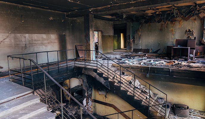 Fire damaged house