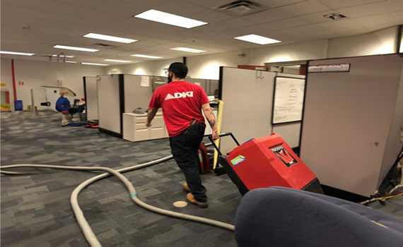 worker used dehumidifiers for water damage